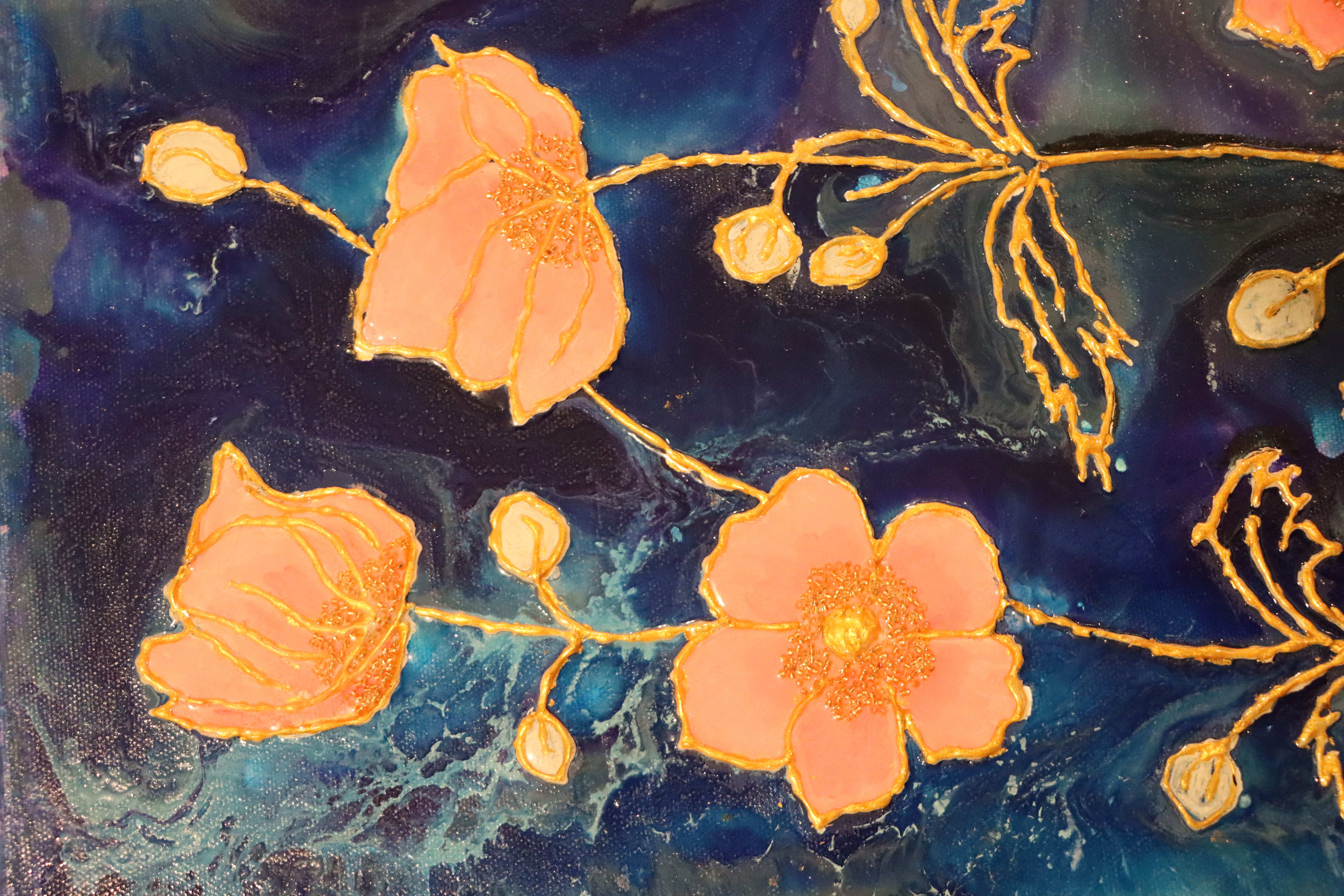 Acrylic Pink Flowers With Resin Coat